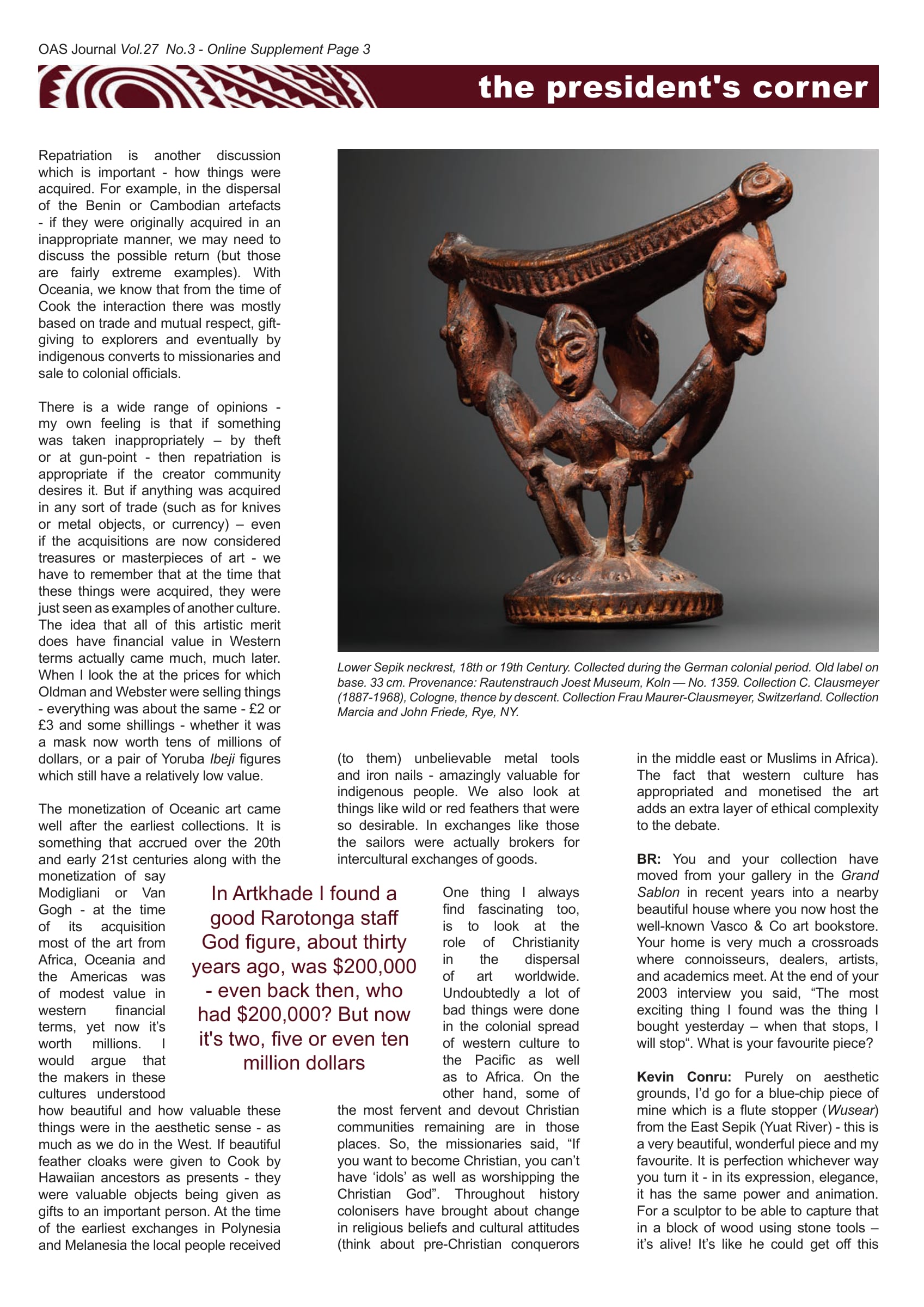 Kevin Conru, Oceanic art collector. Interviewed by Bill Rathmell in Brussels — page 3 of 10