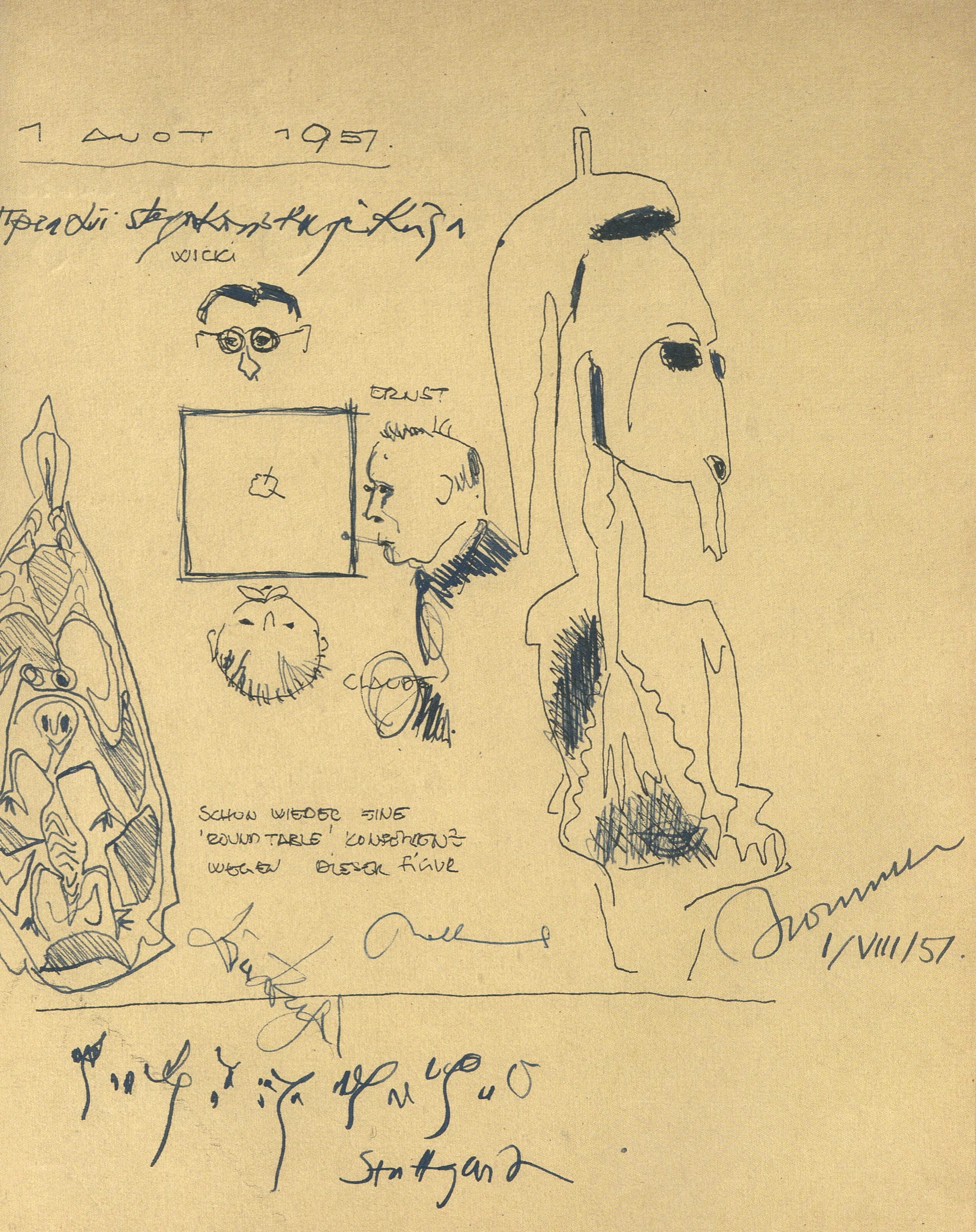 Page from Heinrich's First Guestbook, 1957